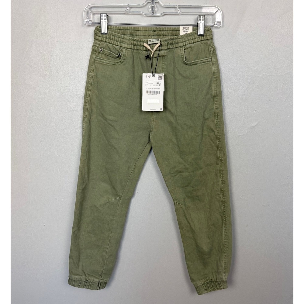 Zara Kids Green Jogger Denim Pants Elastic Waist Comfortable Size‎ 8